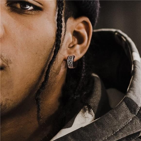 Mens Earrings 11 Pairs Stainless Steel Small Hoop Earrings Cross Dangle Men Gift - Picture 5 of 6